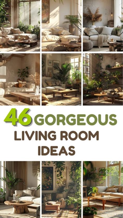 Earthy Living Room Ideas, Nature Inspired Living Room, Earthy Living Room, Apartment Deco, Eco Friendly Design, The Good News, Living Room Makeover, A Living Room, Living Room Ideas