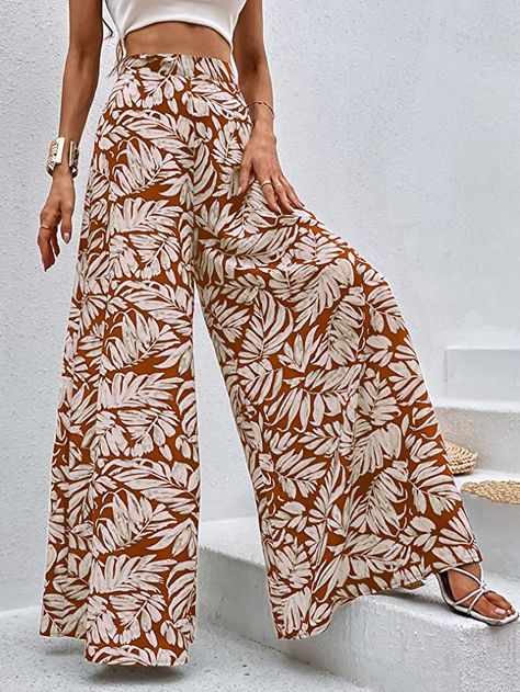 Flowy Pants Outfit, Palazzo Pants Pattern, Cm Pp, Womens Palazzo Pants, Loose Wide Leg Pants, Fashion 70s, Pants High Waisted, Pantsuits For Women, Flowy Pants