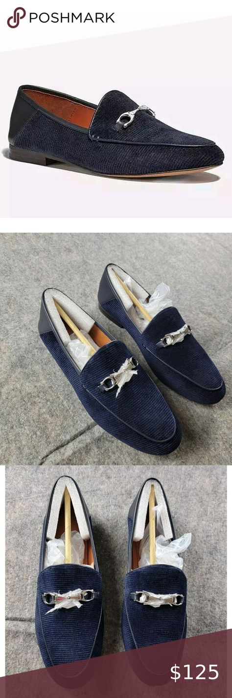 Coach Womens Haley Corduroy Loafers size US 7 Navy FG4305 233484 $228 Coach Shoes, Loafers, Slip On, Navy, Heels, Best Deals, Leather, Closet