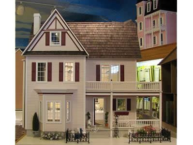 Victorias Farmhouse, Farmhouse Dollhouse, Miniature Lights, Canada Calgary, Dollhouse Flooring, Raised Panel Shutters, Popsicle Stick Houses, Miniature Wallpaper, Fairy Garden Doors