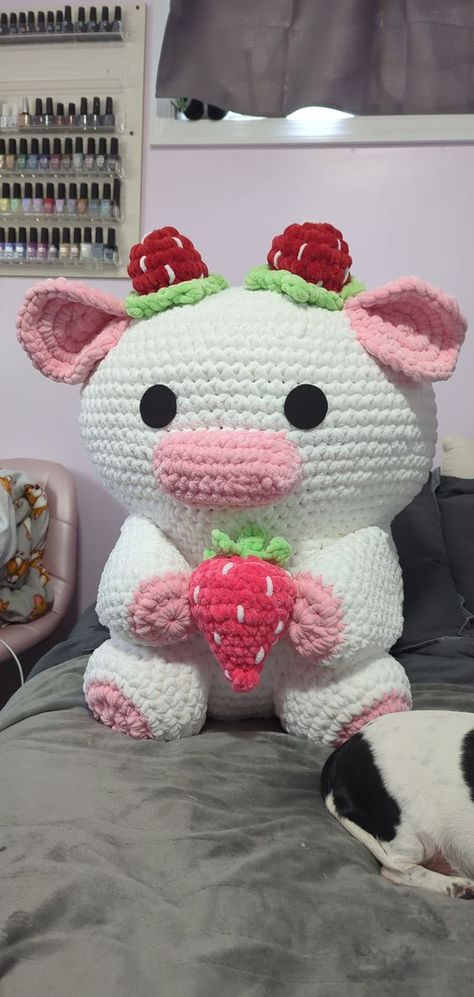 Giant Strawberry Cow Crochet Pattern // NOT A PHYSICAL ITEM Easy crochet toys #easycrochettoys #crochet #crochettoy #crochetpattern #crochetpatterns 5.48 Strawberry Cow Crochet Pattern, Strawberry Cow Crochet, Cow Crochet Pattern, Giant Strawberry, Cow Crochet, Strawberry Cow, Crochet Toy, Stuffed Animal, Crochet Pattern