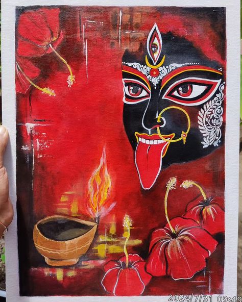 Ordered work... Acrylic on canvas 👀🧿 #likesforlike #acrylicpainting #order #work #instadaily #view #art #creativity #follow #followformore #new #goviral #maa #painting #canvas #abstract #colourmakesmehappy #kolkaart Maa Kali Painting, Kali Painting, Maa Kali, Goddess Kali, Durga Painting, Rangoli Border, Simple Rangoli Border Designs, Rangoli Borders, View Art