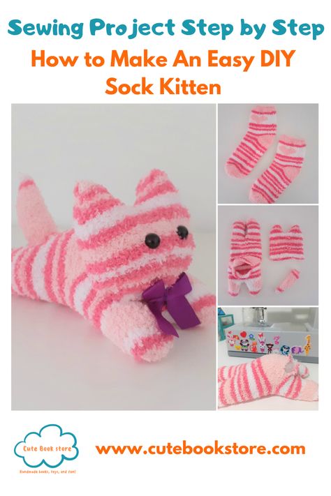 Sock Kitten, Sock Animals Diy, Diy Sock Toys, Cat Plushies, Cat Plushie, Sock Doll, Sock Dolls, Sock Toys, Diy Socks