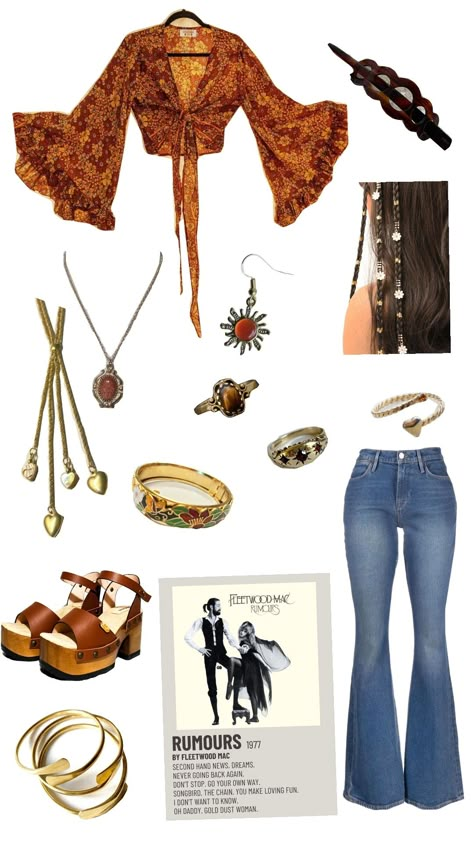 #70saesthetic #fleetwoodmac Fleetwood Mac Inspired Outfits, Fleetwood Mac Outfit Ideas, Daisy Jones And The Six Outfit, Fleetwood Mac Concert Outfit, Billionaires Wife, Mexican Outfits, 70s Inspired Outfits, 70 Outfits, Rock Star Outfit