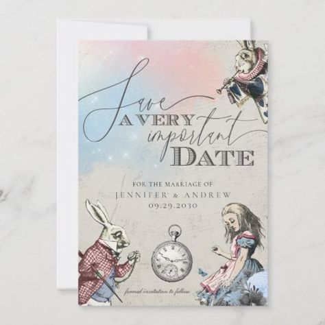 Wonderland Wedding Invitations, Alice In Wonderland Original, Vintage Party Theme, Alice In Wonderland Crafts, Wonderland Invitation, Alice In Wonderland Vintage, Vintage Alice In Wonderland, Alice In Wonderland Wedding, Baby Invitations