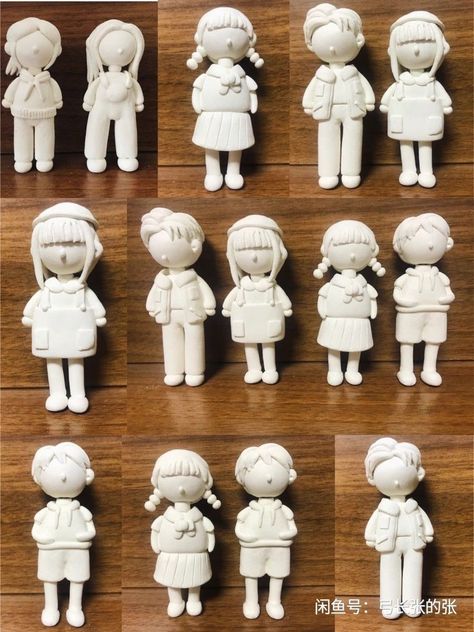 Clay Person, Air Dry Clay Figures, Clay Characters, Clay People, Clay Keychain, Desain Buklet, Sculpture Art Clay, Clay Doll, Clay Diy Projects