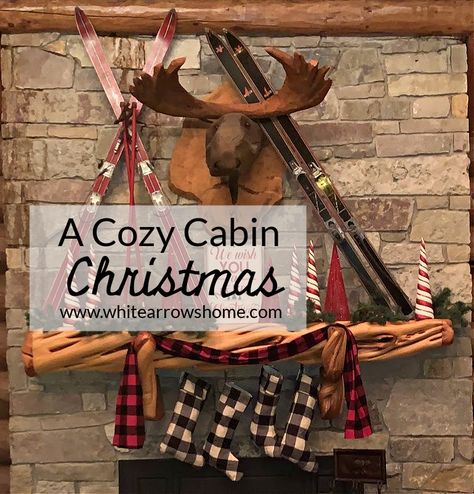 Cozy Cabin in the Woods Christmas Tour ~ White Arrows Home Canin Decor, Cabin In The Woods Christmas, Log Cabin Christmas Decor, Cozy Christmas Cabin, Lodge Christmas Decor, Cabin Christmas Decor, Cozy Cabin In The Woods, Log Cabin Christmas, Christmas Log