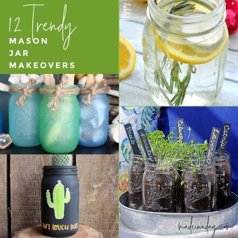 Diy Mason Jar Crafts, Mason Jar Bank, Tinted Mason Jars, Diy Bug Repellent, Mason Jar Photo, Mason Jar Planter, Happy Jar, Planter Diy, Tea Holder