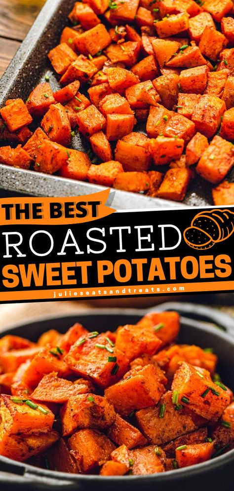 Roasted Sweet Potatoes Roasted Sweet Potato Recipes, Sweet Potato Oven, Sweet Potato Side Dish, Sweet Potato Recipes Roasted, Potatoe Recipes, Sweet Potato Sides, Oven Roasted Sweet Potatoes, Thanksgiving 2023, Corn Casserole