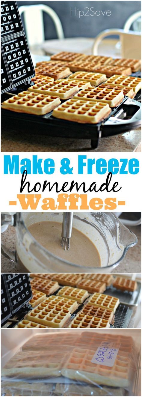 Make & Freeze Homemade Waffles – Hip2Save Waffle Iron Recipes, Waffle Maker Recipes, Freezable Meals, Freezer Friendly Meals, Make Ahead Freezer Meals, Frozen Waffles, Homemade Waffles, Freezer Meal Prep, Breakfast Waffles