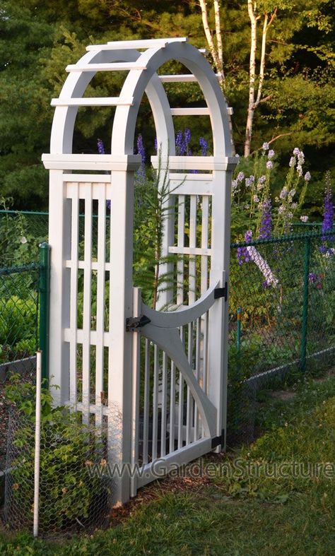 Laminated Arched Garden Arbor with Gate Check more at http://decoration.stream/laminated-arched-garden-arbor-with-gate/ Arched Arbor, Diy Garden Arch, Arbor With Gate, Garden Arbor With Gate, Arbor Gate, Gated Entrance, Wooden Arbor, Koti Diy, Building A Pergola