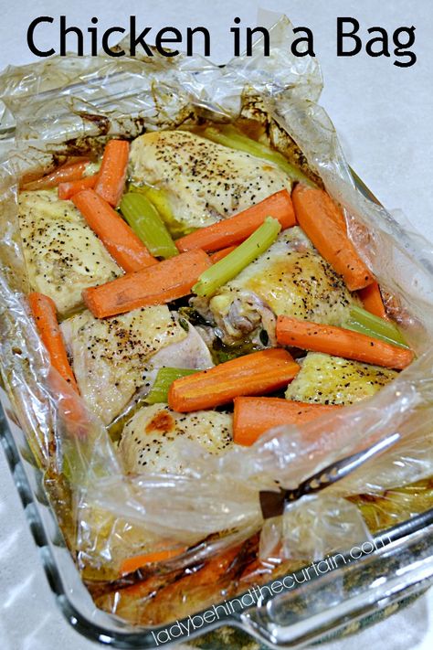 Chicken in a Bag Chicken In Bag In Oven, Reynolds Oven Bag Recipes Chicken, Oven Bag Chicken Recipes, Chicken In A Bag Recipes, Chicken In A Bag Recipes Ovens, Bag Chicken Recipes, Cooking Bag Recipes, Roast Chicken In A Bag, Oven Bag Recipes