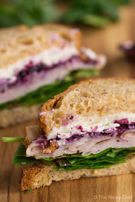 Turkey Sandwich with Goat Cheese and Jam - The Weary Chef Easy Sandwich Recipes, Turkey Sandwich, Goat Cheese Recipes, Gourmet Sandwiches, Breakfast And Brunch, Simple Sandwiches, Turkey Sandwiches, Wrap Sandwiches, Sandwich Recipes