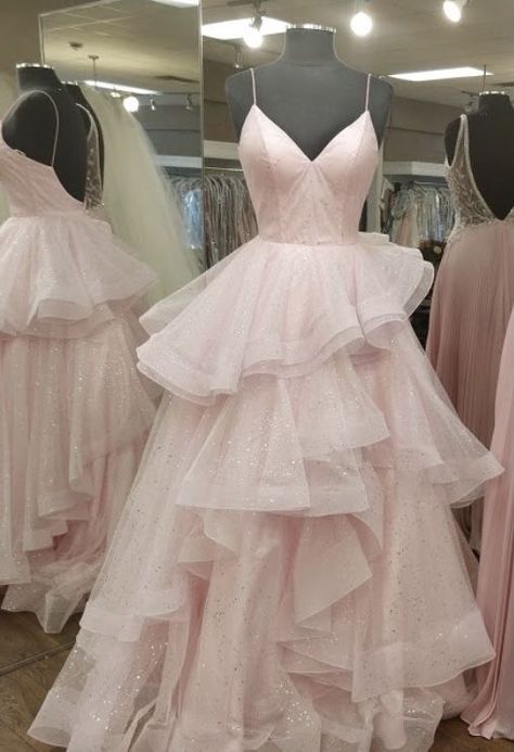 Sparkly Prom Dresses Long, Pink Formal Gown, Prom Dress Pink, Sweet Sixteen Dresses, High Low Prom Dress, A Line Prom Dress, Fancy Frocks, Simple Gowns, Court Dresses