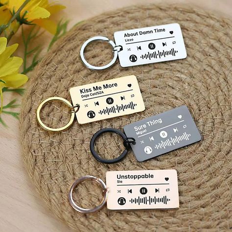 Music Keychain, Spotify Code, Song Name, Favourite Song, Font A, Personalized Gifts For Dad, Favorite Song, Name Bracelet, Music Teacher