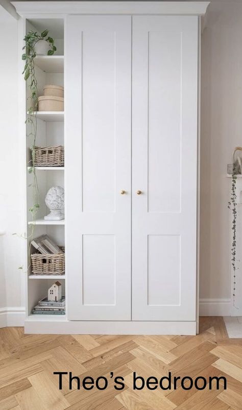 Shallow Wardrobe Solutions, Built In Armoire Closet, Small Fitted Wardrobe Ideas, Playroom Cupboards, Built In Wardrobe Doors, Cupboard Ideas Bedroom, Hallway Cupboards, Laundry Cupboard, Bedroom Wardrobe Ideas