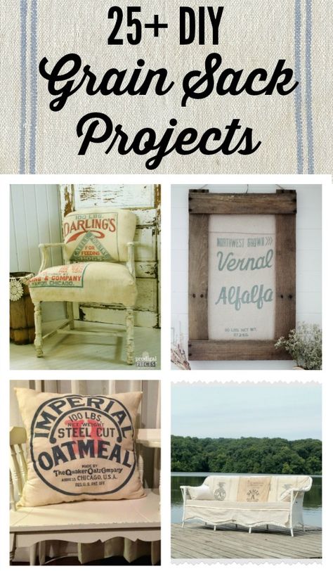 Repurpose Old GRAIN SACKS, Feed bags and burlap sacks into decor for the modern home, or learn to recreate the look of one! Here's a round-up of 25+ ideas Feed Sack Bags, Burlap Coffee Bags, Coffee Sacks, Burlap Projects, Burlap Sacks, Burlap Bags, Feed Bags, Burlap Crafts, Sack Bag