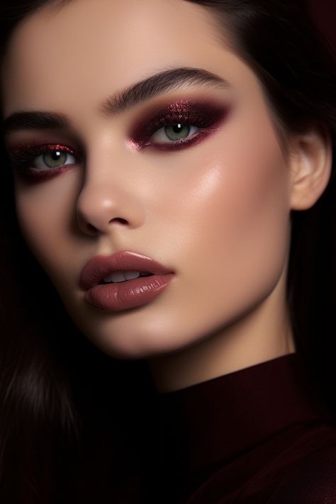 21 Hekate Inspired Makeup Looks (Witchy Makeup) - Eclectic Witchcraft Gothic Chic Makeup, Dracula Women Makeup, Makeup For Fair Skin Hazel Eyes, Dramatic Stage Makeup, Cool Smokey Eye, Witchy Aesthetic Makeup, Gothic Queen Makeup, Eye Makeup For Photoshoot, Burgundy Goth Makeup