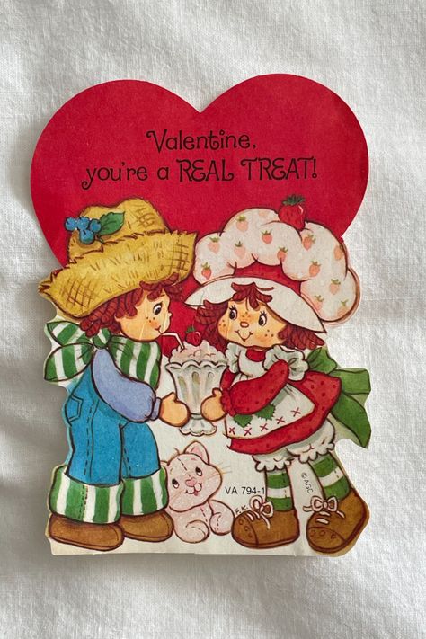 Strawberry Shortcake Valentines, Huckleberry Pie, Valentines Vintage, Vintage Strawberry Shortcake, Valentines Card, Classroom Valentine, Valentine's Day Cards, American Greetings, Ink Stain