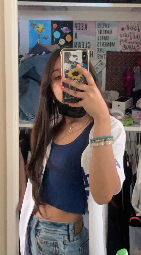 Dodger Outfit, Dodgers Outfit, Dodgers Jersey, Thrifted Jeans, Dodgers Shirts, Blue Jersey, Blue Tank Top, Ootd Outfit, Aeropostale