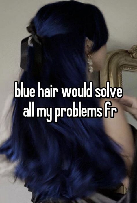 Navy Blue Hair Aesthetic, Cute Dyed Hair Ideas, Hair Styles Blue, Cool Dyed Hair, Blue Hair Icon, Blue Dyed Hair, Fashion Hair Styles, Blue Hair Dye, Navy Blue Hair