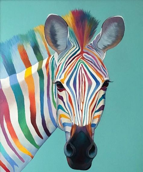 Rainbow Photography Nature, Light Exhibition, Zebra Painting, Zebra Art, Rainbow Zebra, Art Colourful, Easy Pixel Art, Detailed Paintings, Watercolor Paintings For Beginners