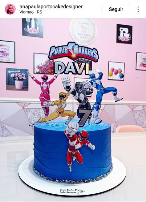 Power Rangers Cake Design, Blue Power Ranger Cake, Power Rangers Cake Topper Printable, Power Rangers Cake Ideas, Power Ranger Birthday Cake, Power Rangers Birthday Party Ideas, Power Ranger Cake Toppers, Power Ranger Cupcakes, Power Rangers Birthday Cake