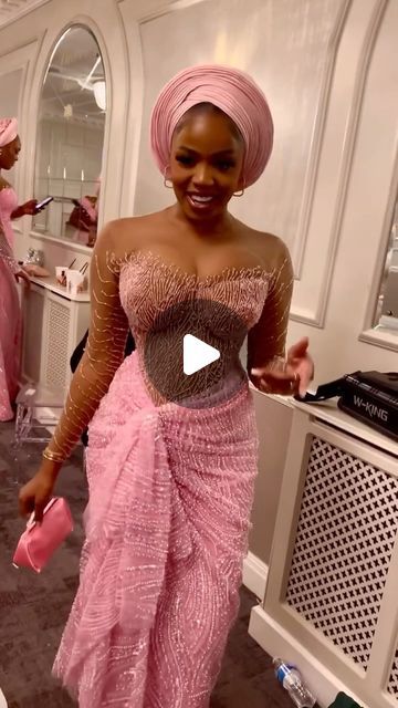 Aso Ebi Bella👑 on Instagram: "How you dance when you know you look stunning 🌸💗 Bella @lucindahaynes Gele style @tonixtouch  #AsoEbiBella www.asoebibella.com" Aso Ebi Lace Styles Without Corset, Different Gele Styles, Asi Ebi Lace Styles, Nigerian Gele Styles, Nigerian Lace Styles Dress 2024, Nigerian Lace Dresses Gowns, Classy Asoebi Lace Styles, Aso Ebi Lace Style 2024, Nigerian Lace Styles For Wedding