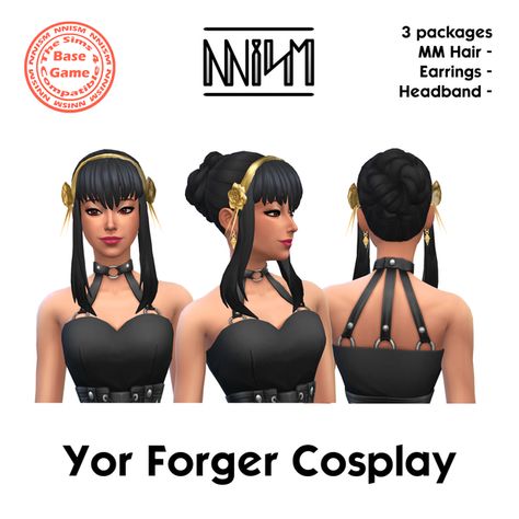 Yor Forger Cosplay, Sims Medieval, Family Cosplay, Sims 4 Anime, Sims 4 Game Mods, Yor Forger, Sims Hair, White Headband, Sims 4 Game