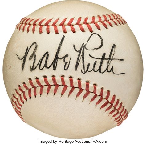 Baseball Collectibles:Balls, 1946-47 Babe Ruth Single Signed Baseball, PSA/DNA NM-MT+ 8.5.... Baseball Signs, Baseball Balls, The Sandlot, Babe Ruth, Baseball Season, Play Ball, Sports Baseball, Baseball Players, Sports Collectibles