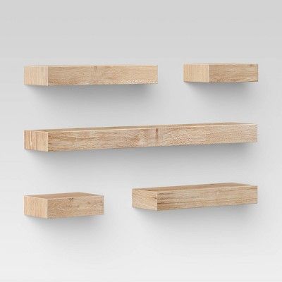 Set Of 5 Wall Shelf - Project 62™ : Target Cloffice Ideas, Beachy Bedroom, Traditional Shelves, Modern Wall Shelf, Nature Projects, Wall Shelf Decor, Cube Shelves, Wood Wall Shelf, Project 62