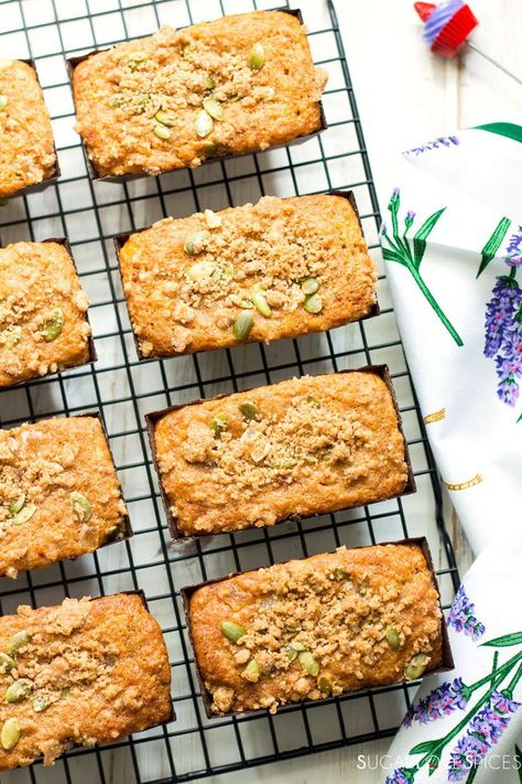 Spiced carrot cake mini loaves Carrot Cake Mini, Spiced Carrot Cake, Carrot Cake Bread, Carrot Cake Loaf, Mini Loaves, Carrot Spice Cake, Spiced Carrots, Mini Carrots, Cake Mini