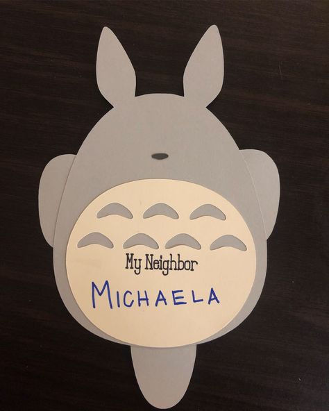 My Neighbor Totoro door tags for my RAs. #reslife #doordecs #doortag #RA #totoro Ra Bulletin Boards Studio Ghibli, Ra Dorm Hallway Decorations, Studio Ghibli Classroom Theme, Studio Ghibli Bulletin Board, Studio Ghibli Classroom Decor, Studio Ghibli Door Decs, College Door Tags, Studio Ghibli Classroom, Door Decorations Name Tags