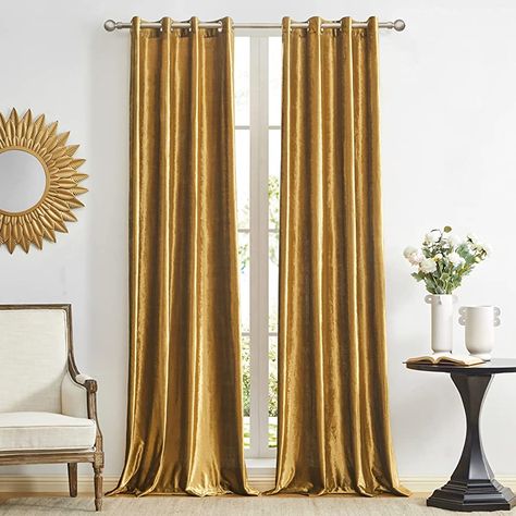 Gold Velvet Curtains, Golden Curtains, Eyelets & Grommets, Gold Curtains, Darkening Curtains, Thermal Curtains, Velvet Curtains, Gold Velvet, Window Drapes