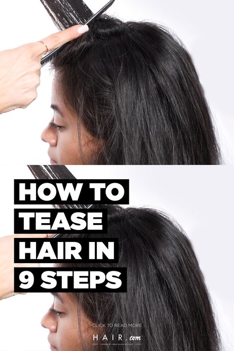 Out of all the styling techniques to try, teasing your hair may be the most perplexing. Whatever you've heard about teasing your mane, we're here to put the rumors to rest. We got in touch with Cassi Pinder, a L’Oréal Professionnel artist, to show us the proper ways to tease your hair without causing any damage. Keep reading for her expert tips. How To Bump Your Hair, Teased Hair Tutorial, Teasing Hair Tutorial, Hair Teasing, Tease Hair, Teasing Hair, Teasing Hair For Volume, Hair Teasing Tips, How To Tease Your Hair