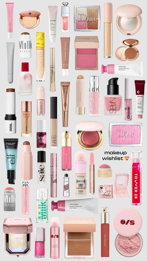 makeup wishlist #makeup #shuffles #grwm #viral #foryou #makeupwishlist Makeup Shuffles, Makeup Collage, Makeup Beauty Room, Evening Eye Makeup, Preppy Makeup, Makeup Bag Essentials, Makeup Wishlist, Sephora Skin Care, Makeup Board