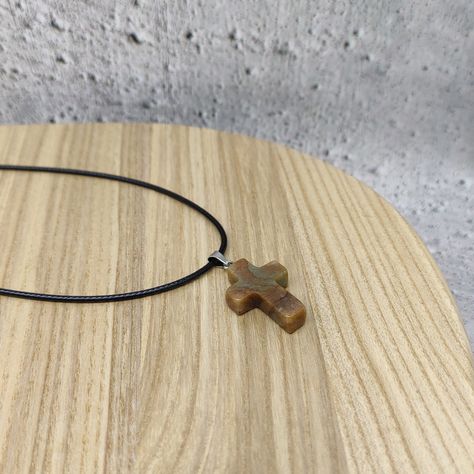 Stone Cross Crystal Necklace, Cross Necklace, Cord Necklace, Brown Stone Necklace, Australian Jewelry, Cross Necklace Jewelry Cross Necklace, Wooden Cross Necklace, Dandelion Necklace, White Quartz Crystal, Jewelry Cross, Stone Cross, Long Necklace Boho, Wooden Bead Necklaces, Gemstone Choker