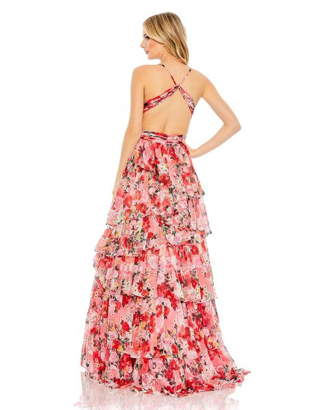 Elegant Prom Dresses, Full Length Skirts, Floral Print Chiffon, Western Chic, Perfect Prom Dress, Pleated Bodice, Mac Duggal, Layered Skirt, Versatile Dresses