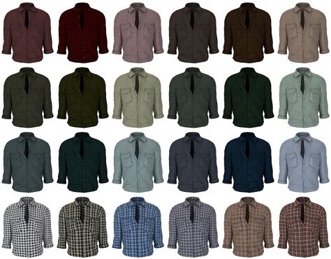 Sims 4 cc: Tucked in shirt Sims 4 Cc Button Up, Sims 4 Button Up Shirt, Tucked In Shirt, Living Room Sims 4, Blue Work Shirt, Clothes Teen, Sims 4 Teen, Sims 4 Dresses, Best Sims