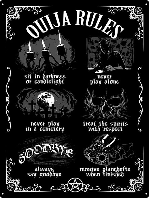 Ouija Board Rules Tin Sign – Grindstore Wholesale Satanic Rules, Novelty Decor, Wiccan Magic, Spirit Board, Wiccan Spell Book, Witchcraft Spell Books, Witch Spell Book, Witch Magic, Ouija Board