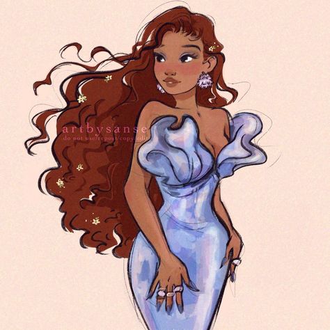 Halle Bailey Fan Art, Ariel Fanart Halle, Black Ariel Art, Black Ariel, Halle Bailey Little Mermaid, Art Crawl, Fairytale Land, Little Mermaid Characters, Disney Women