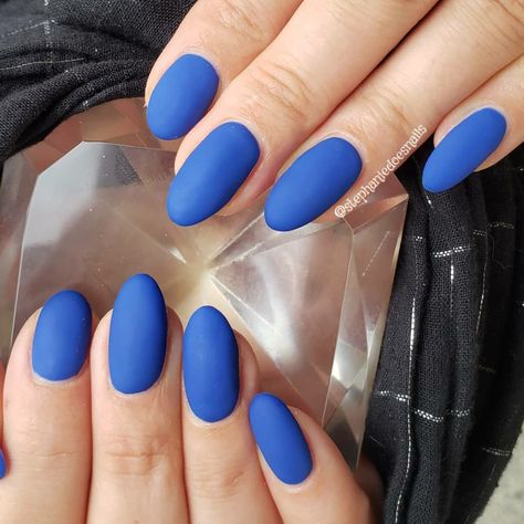 Cerulean Blue Nails, Matte Royal Blue Nails, Blue Nails Matte, Artsy Nails, Blue Matte Nails, Royal Blue Nails, Nails Matte, Disney Nails, Cerulean Blue