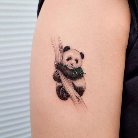 Panda Tattoos For Women, Panda Tattoo Women, Two Panda Tattoo, Cute Panda Tattoos For Women, Panda Arm Tattoo, Panda Tattoo Ideas, Animal Henna Designs, Tattoos Panda, Panda Bear Tattoos