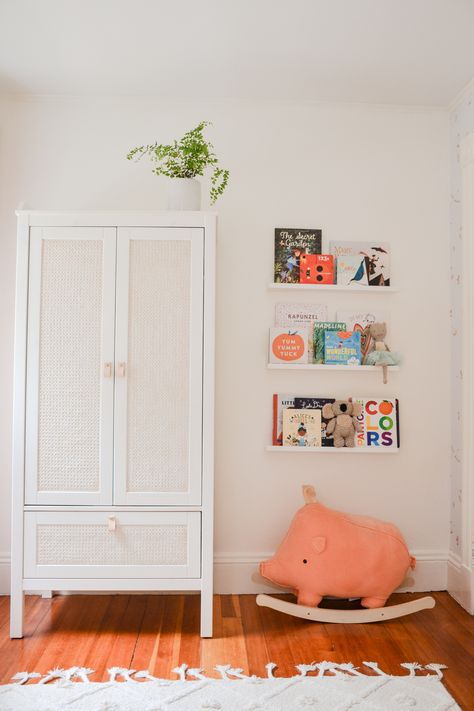 Nursery Armoire Closet, Sundvik Wardrobe Hack, Ikea Sundvik Wardrobe Hack, Nursery With Wardrobe, Nursery With Armoire, Armoire In Nursery, Sundvik Wardrobe, Ikea Kids Dresser, Ikea Kids Wardrobe