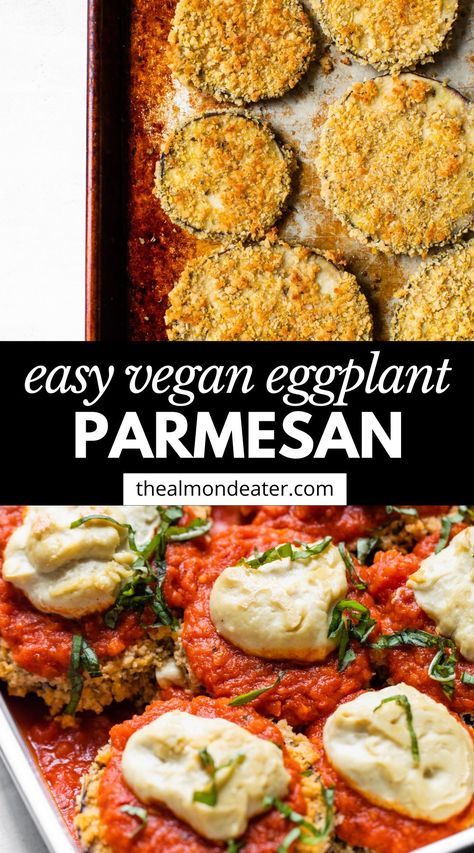 Eggplant Parmesan No Egg, Eggplant Parmesan Dairy Free, Eggless Eggplant Parmesan, Vegan Eggplant Parmigiana, Vegan Eggplant Parm, Vegan Eggplant Casserole, Vegan Eggplant Recipes Easy, Eggplant Vegan Recipes, Eggplant Recipes Vegan