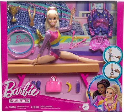 Barbie Gymnastics Doll & Accessories, Playset with Blonde Fashion Doll, C-Clip for Flipping Action, Balance Beam, Warm-Up Suit & More Brand: Barbie 300+ bought in past month $29.99 Barbie Gymnastics, Accessoires Barbie, Barbie Doll Set, Barbie Sets, Barbie Doll Accessories, Balance Beam, Barbie Toys, You Can Be Anything, Barbie Accessories