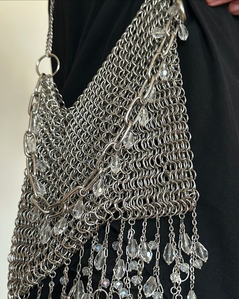 CHAINMAIL MINI BAG 03 will fit your everyday essentials: phone, wallet, charger, earbuds, makeup and more. One additional steel hook added. Long and short strap for multiple carrying options 100% handvowen chainmail 100% stainless steel, glass and acrylic light-reflecting beads 769 PLN / €180 just one piece! DM to buy 💌 Chainmail Bag, Acrylic Light, Chain Mail, Phone Wallet, Everyday Essentials, Mini Bag, Everyday Essentials Products, One Piece, Wallet