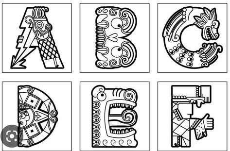 Aztec Alphabet, Religion Symbols, Aztec Symbols, Tattoo Lettering Styles, Mayan Art, Aztec Calendar, Aztec Art, Lettering Styles, Chicano Art