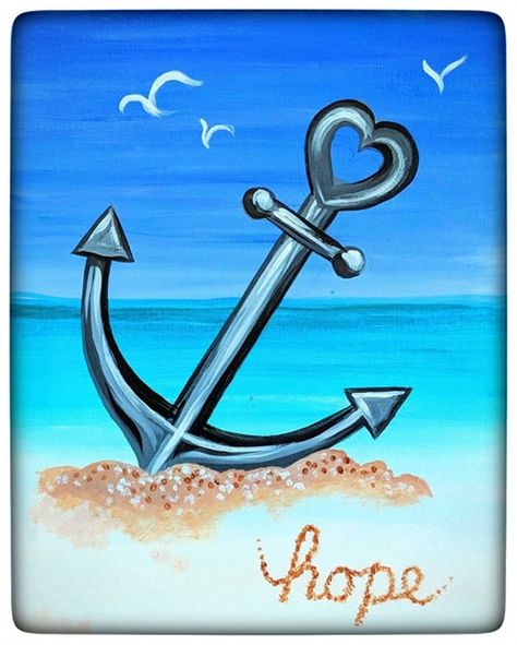 Painting Simple Canvas, Anchor Canvas Paintings, Canvas Painting Simple, Vertical Paintings, Anchor Painting, Anchor Wallpaper, The Art Sherpa, Painting Simple, Nautical Wallpaper