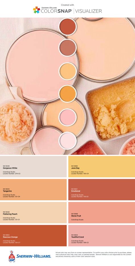 Pink Lemonade Paint Color, Apricot Home Decor, Coral Color Living Room Ideas, Peachy Pink Walls, Pink Peach Paint Colors, Pink And Yellow Office Ideas, Peach Pink Bedroom Ideas, Peach And Beige Bedroom, Rust Pink Yellow Bedroom